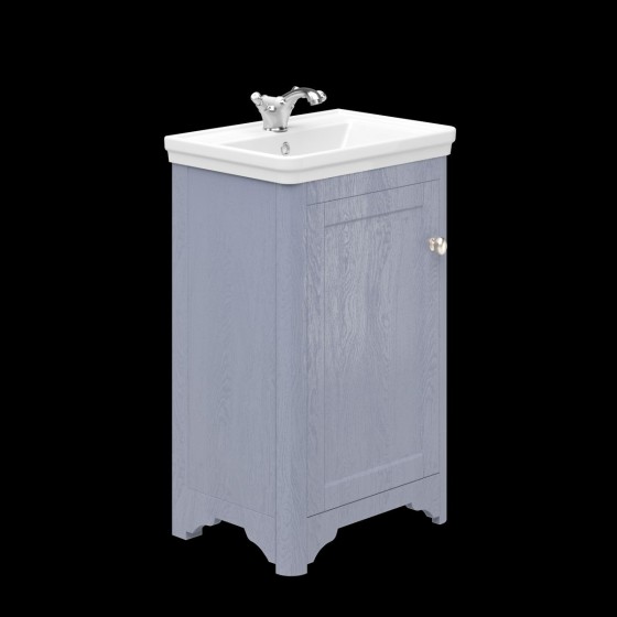 image of Heritage 50cm Floor Standing 1 Door Bathroom Vanity Unit and Basin Sink Denim Ash