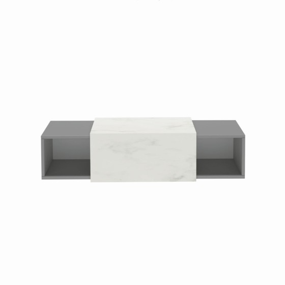 image of Wells Wall Hung Unit 2X30cm Boxes Dust Grey White Marble Top