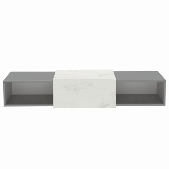 image of Wells Wall Hung Unit 2X50cm Boxes Dust Grey White Marble Top