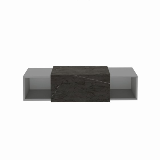 image of Wells Wall Hung Unit 2X30cm Boxes Dust Grey Black Marble Top