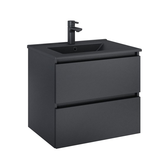 image of 60cm Sussex 2 Drawer Bathroom Vanity Unit Matt Black