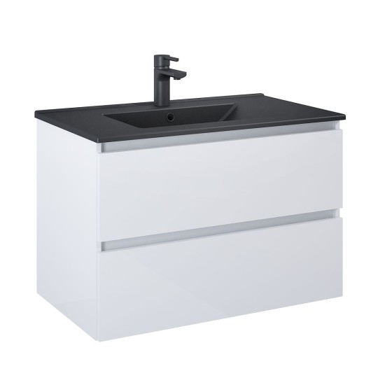 image of 80cm Sussex 1 Tap Hole Vanity Matt Black.