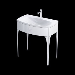 image of Wimborne Wall Mounted 1 Drawer Bathroom Vanity Unit 82cm Gloss White