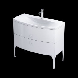 image of Wimborne Wall Mounted 2 Bathroom Drawer Vanity Unit and Basin Sink 102cm Gloss White