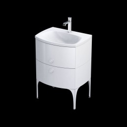 image of Wimborne Wall Mounted 2 Bathroom Drawer Vanity Unit and Basin Sink 62cm Gloss White