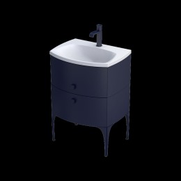 image of Wimborne Wall Mounted 2 Bathroom Drawer Vanity Unit and Basin Sink 62cm Matt Blue