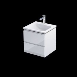 image of Rectory Wall Mounted 2 Bathroom Drawer Vanity Unit 50cm Gloss White