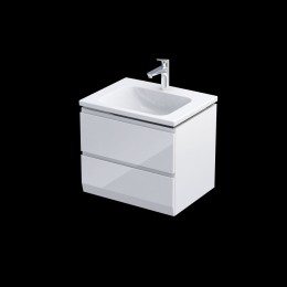 image of Rectory Wall Mounted 2 Bathroom Drawer Vanity Unit 60cm Gloss White