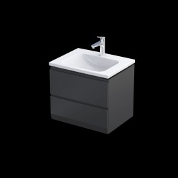 image of Rectory Wall Mounted 2 Bathroom Drawer Vanity Unit 60cm Matt Black