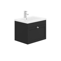 image of Dorset 60cm Wall Hung 1 Drawer Bathroom Vanity Unit Graphite