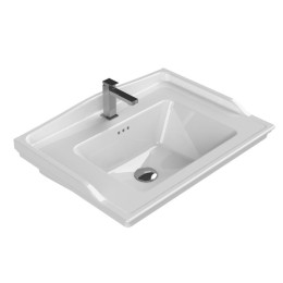 image of Dorset 65cm 1 Tap Hole Basin Wash SInk With Upstand W 650 X D 480