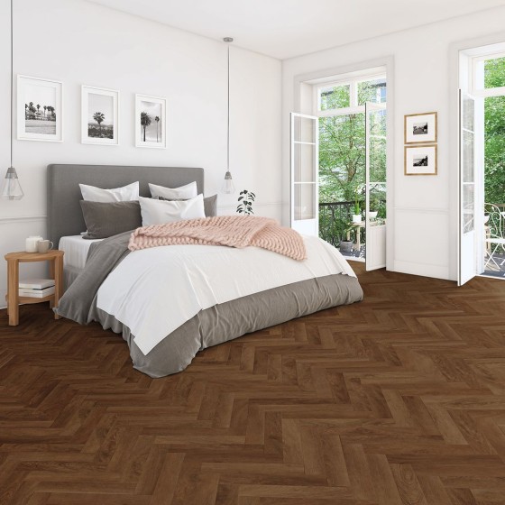 Kraus Aversley Oak 625x305x6mm Herringbone Rigid Click LVT with Built In Underlay - 2.34m2 (LVTHB002)