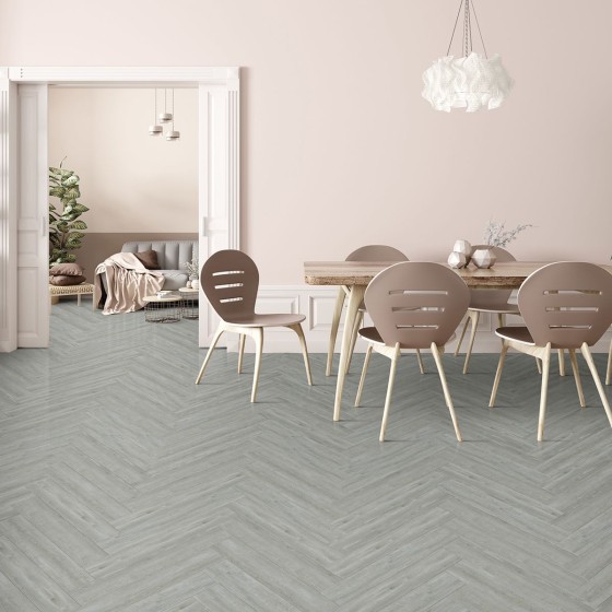 Kraus Owsten Grey 625x305x6mm Herringbone Rigid Click LVT with Built In Underlay - 2.34m2 (LVTHB003)