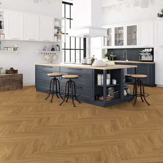 Kraus Weaveley Light Oak 625x305x6mm Herringbone Rigid Click LVT with Built In Underlay - 2.34m2 (LVTHB008)