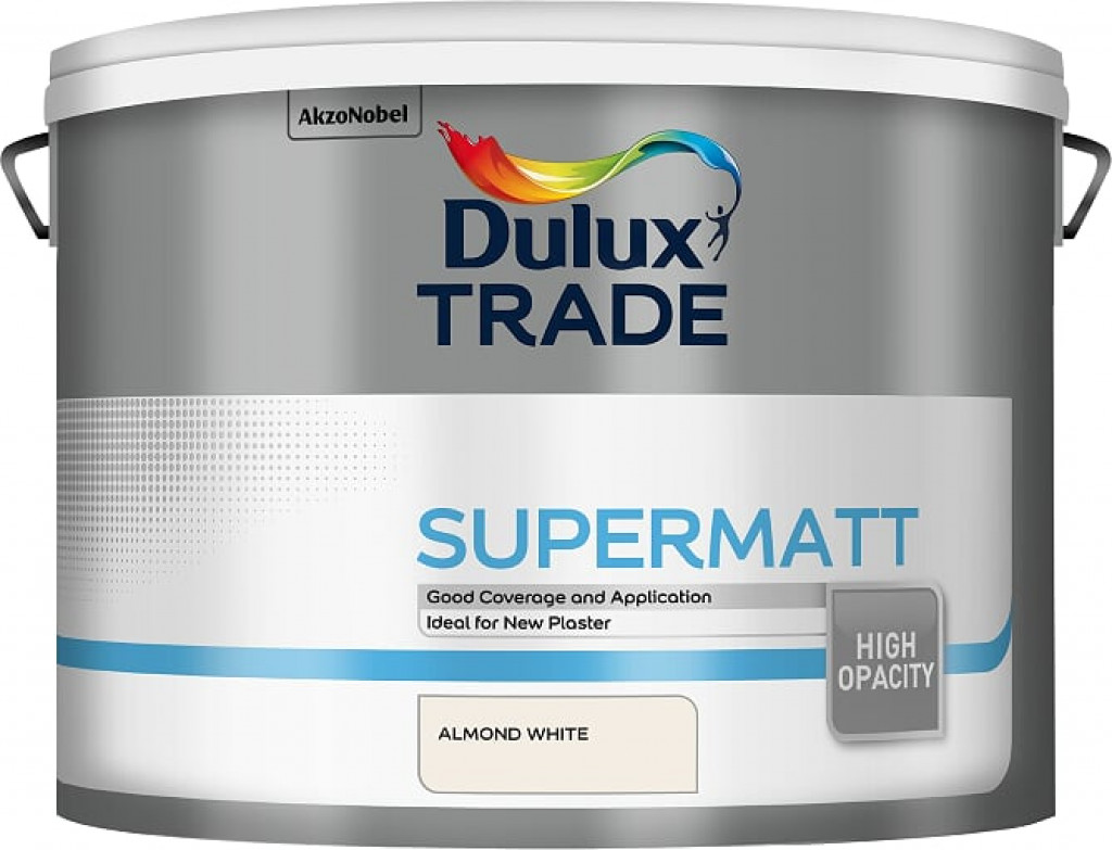 Dulux Trade Paint Supermatt Almond White 10lt N&C Tiles and Bathrooms