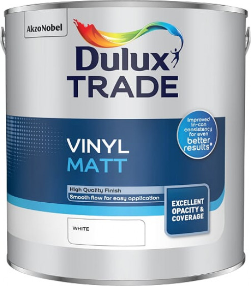 Dulux Trade Paint Vinyl Matt White 2.5lt