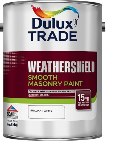 Dulux Trade Paint Weathershield Paint Smooth Masonry Pbw Brilliant White 5lt