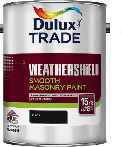 Dulux Trade Paint Weathershield Paint Smooth Masonry Black 5lt