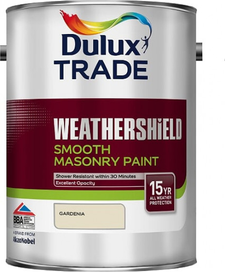 Dulux Trade Paint Weathershield Paint Smooth Masonry Gardinia 5lt