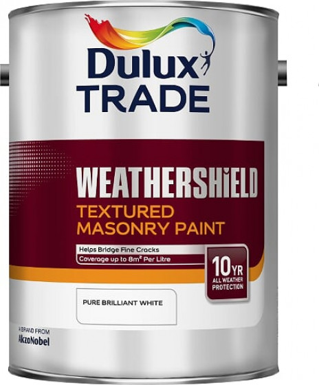 Dulux Trade Paint Weathershield Paint Textured Masonry Pbw Brilliant White 5lt