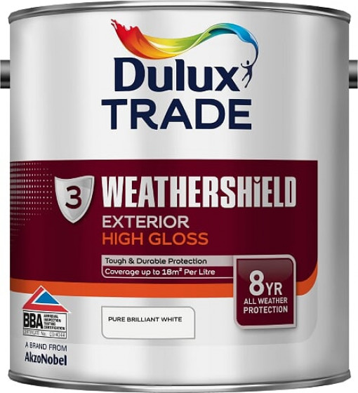 Dulux Trade Paint Weathershield Paint Exterior High Gloss Pbw 2.5lt