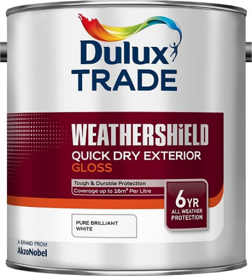 Dulux Trade Paint Weathershield Paint Q/Dry Exterior Gloss Pbw 2.5l