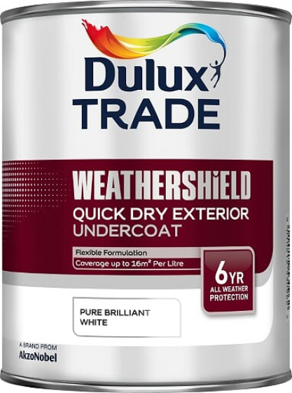 Dulux Trade Paint Weathershield Paint Q/Dry Exterior U/Coat Pbw 1l