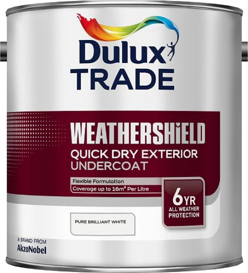 Dulux Trade Paint Weathershield Paint Q/Dry Exterior U/Coat Pbw 2.5l