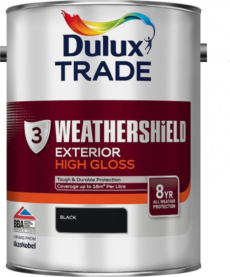 Dulux Trade Paint Weathershield Paint Exterior Gloss Black 5l